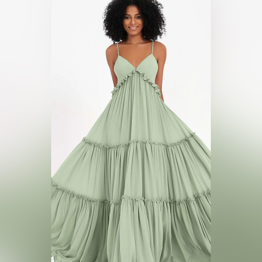 Babaroni floor length prom gown bridesmaid dress - dusty sage new size 6